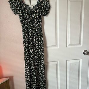 Floral Black and White Women's Dress